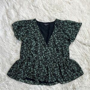 Madewell Georgette Ruffle Sleeve Peplum Top